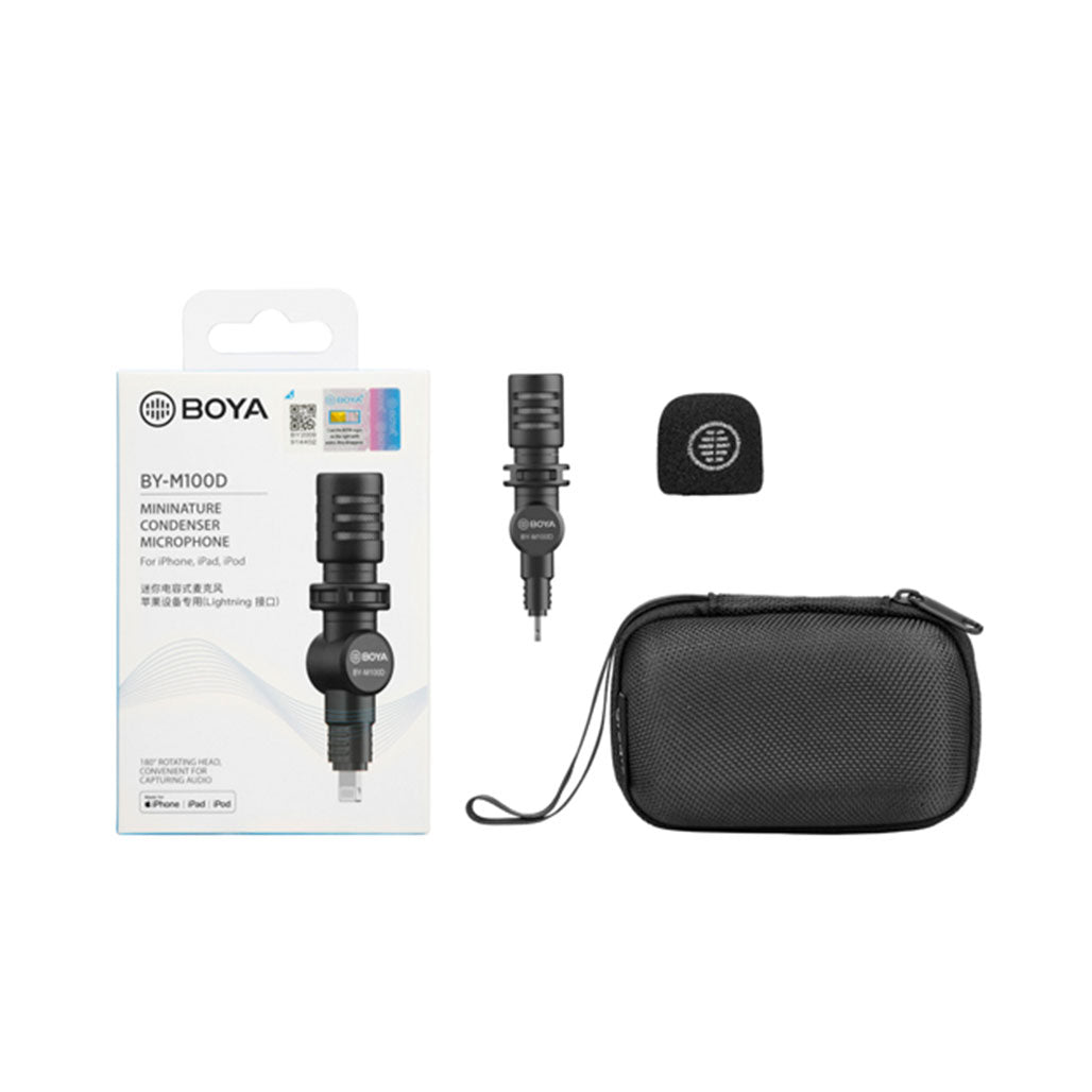 A Photo Of Boya BY-M100D - Miniature Condenser Microphone for iOS Devices