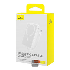 A Photo Of Baseus 10000mAh Magnetic Mini Wireless Power Bank 30W PD with Built-In USB-C Cable