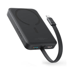 A Photo Of Baseus 10000mAh Magnetic Mini Wireless Power Bank 30W PD with Built-In USB-C Cable