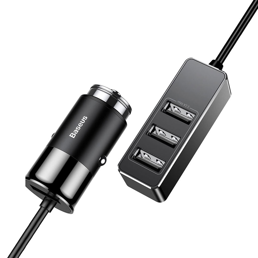 A Photo Of Baseus Car Charger Charging Station Splitter 5.5A - 3 USB Ports, 1.5M Cable, Black | CCTON-01
