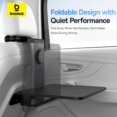 A Photo Of Baseus MagPro II Versatile Car Mount - Foldable Laptop Desk with 360° Rotatable Phone Holder, Adjustable Height, Easy Installation for Backseat Headrest, Black