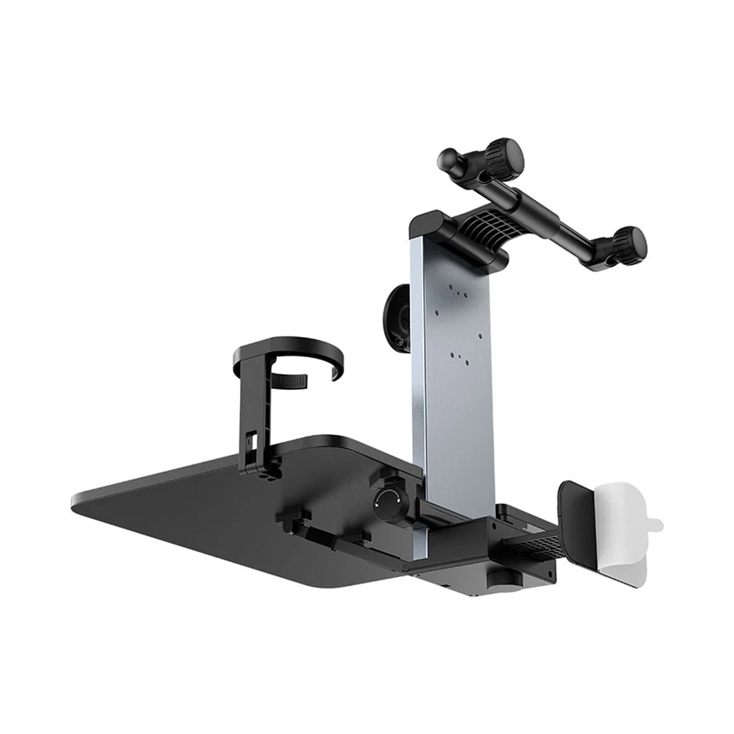 A Photo Of Baseus MagPro II Versatile Car Mount - Foldable Laptop Desk with 360° Rotatable Phone Holder, Adjustable Height, Easy Installation for Backseat Headrest, Black