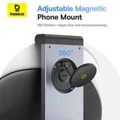 A Photo Of Baseus MagPro II Versatile Car Mount - Foldable Laptop Desk with 360° Rotatable Phone Holder, Adjustable Height, Easy Installation for Backseat Headrest, Black