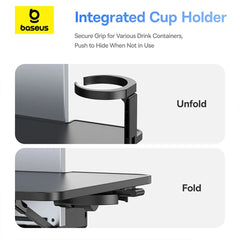 A Photo Of Baseus MagPro II Versatile Car Mount - Foldable Laptop Desk with 360° Rotatable Phone Holder, Adjustable Height, Easy Installation for Backseat Headrest, Black