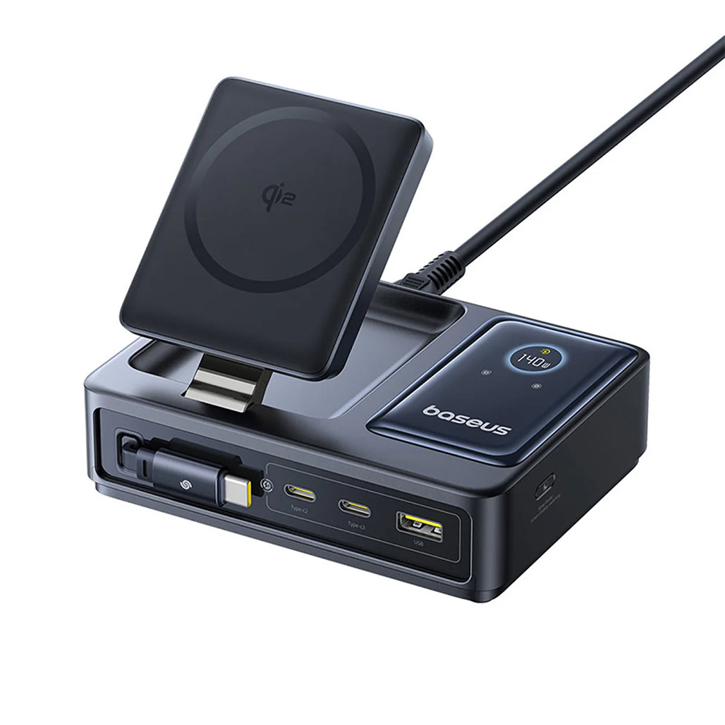A Photo Of Baseus Nomos 5-in-1 Desktop Charger Qi2 140W | Fast Wireless & USB-C Charging Station