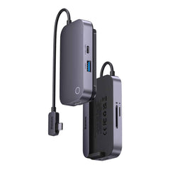 A Photo Of Baseus PadJoy 6-Port Type-C Hub Adapter - Dark Gray | 4K HD, 100W PD Charging, USB 3.0, SD/TF Card Reader
