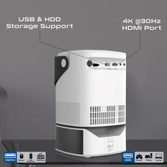 A Photo Of Promate Beamer-A250 4K Ultra HD Wireless LCD Projector with Built-In Speaker & Adjustable Monopod Stand