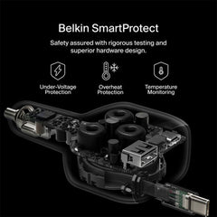 A Photo Of Belkin BoostCharge 75W Retractable Car Charger with USB-C Cable & Dual Ports