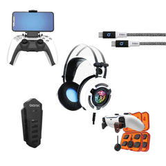 A Photo Of Bionik Pro Kit+ for PlayStation 5 – Gaming Headset, Quickshot Pro Triggers, Phone Holder, USB-C Cable & 6-Port USB Hub