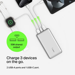 A Photo Of Belkin BoostCharge 10K Power Bank with USB-C & Dual USB-A Ports – Fast Charging, 10,000mAh Capacity