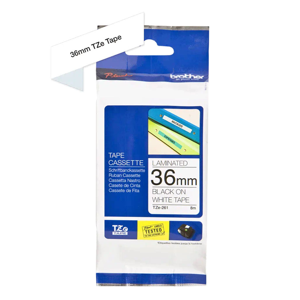 A Photo Of Brother TZe-261 Labelling Tape Cassette – Black on White, 36mm wide