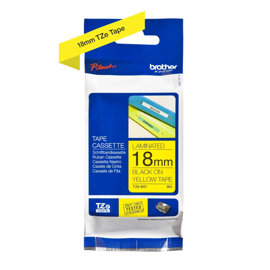 A Photo Of Brother TZe-641 Labelling Tape Cassette – Black on Yellow, 18mm wide