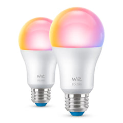 A Photo Of WiZ Smart WiFi LED Light Bulb E27 – 2 Pack, Colour & White Ambience, 60W Equivalent, App & Voice Control, Indoor Home Lighting for Living Room & Bedroom