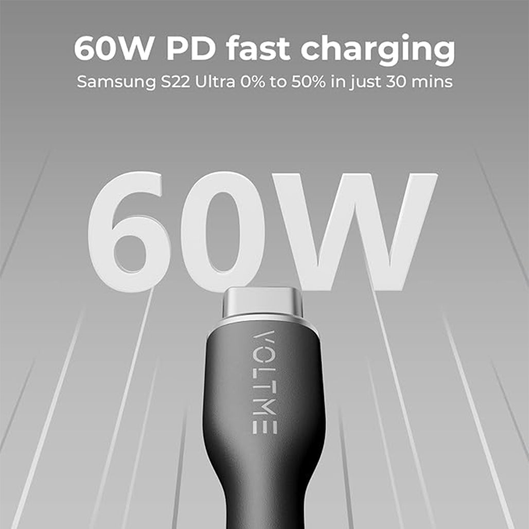 A Photo Of Voltme Powerlink 60W USB-C Fast Charging Cable - Nylon Braided Type-C to USB Cable