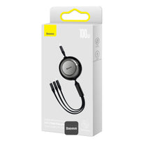 Baseus Bright Mirror 2 Series Retractable 3-in-1 Cable | 100W Fast Charging Data Cable | Type-C to Type-C + Lightning + Micro USB | 1.1M - Black