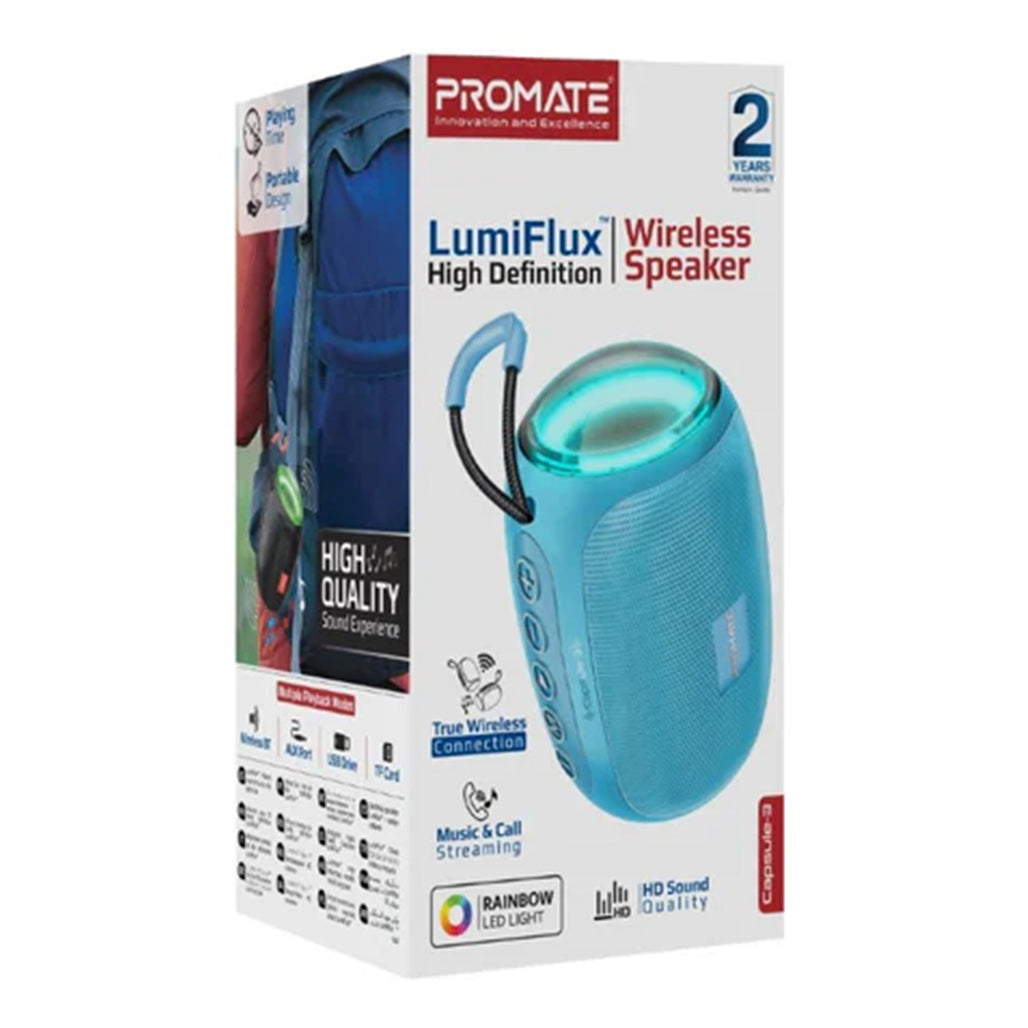 A Photo Of Promate Capsule-3 LumiFlux - Wireless Speaker - Blue