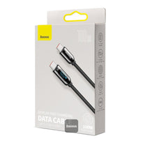 Baseus LED Display Fast Charging Data Cable Type-C to Type-C 100W, 1M – High-Speed 5A Charger with Smart Monitoring