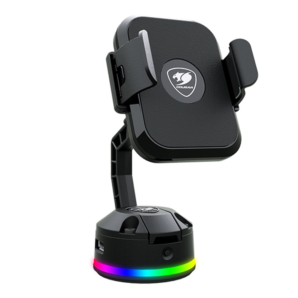 A Photo Of Cougar Bunker M - RGB Phone Stand with Wireless Charging and USB Hub - Adjustable, Stable, and Customizable RGB Lighting