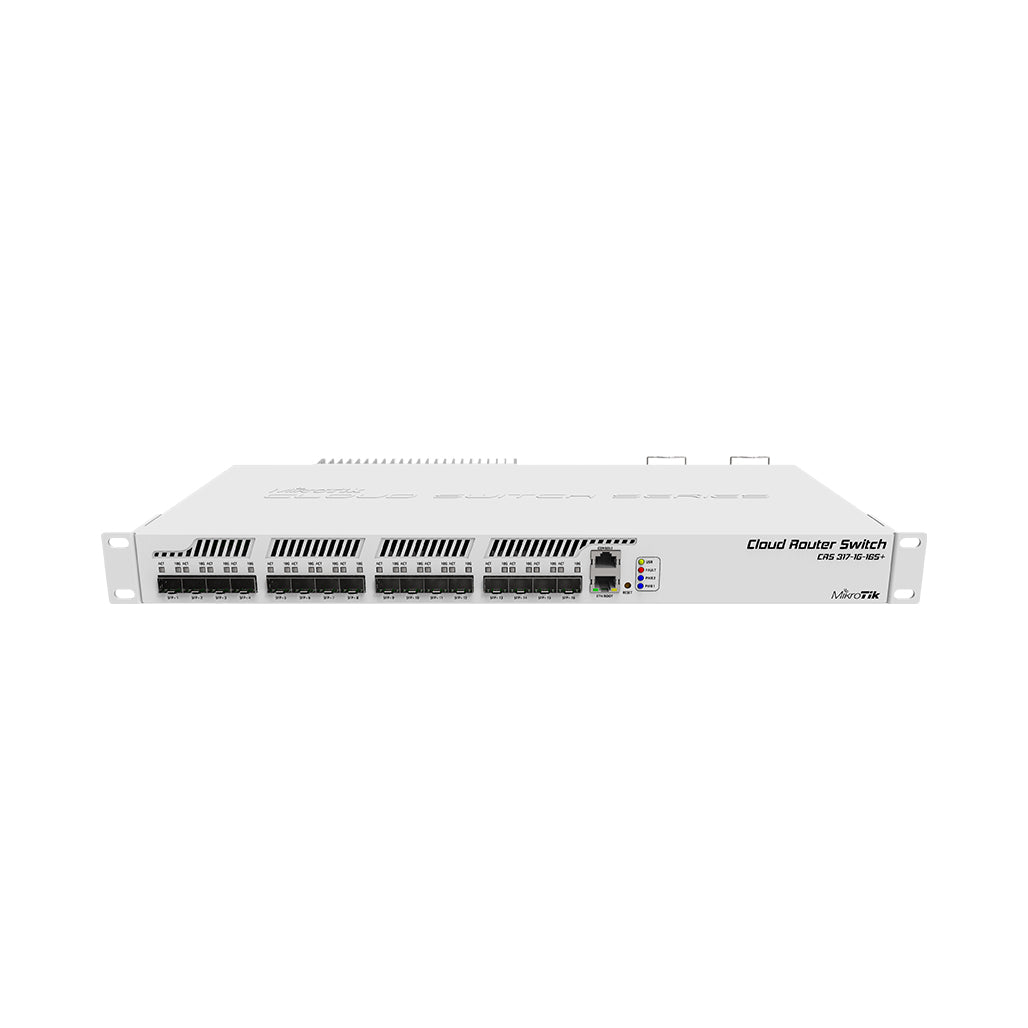 A Photo Of MikroTik Cloud Router Switch CRS317-1G-16S+RM - Rack-Mountable 10GbE Switch with 16 SFP+ Ports