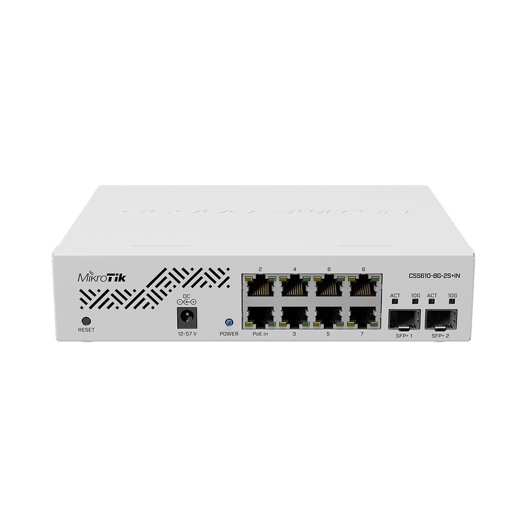 A Photo Of Mikrotik CSS610-8G-2S+IN | 8x Gigabit Ethernet Smart Switch with PoE-out and 2x SFP Cages