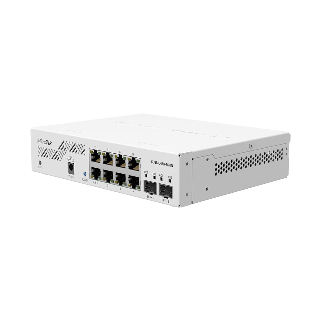A Photo Of Mikrotik CSS610-8G-2S+IN | 8x Gigabit Ethernet Smart Switch with PoE-out and 2x SFP Cages