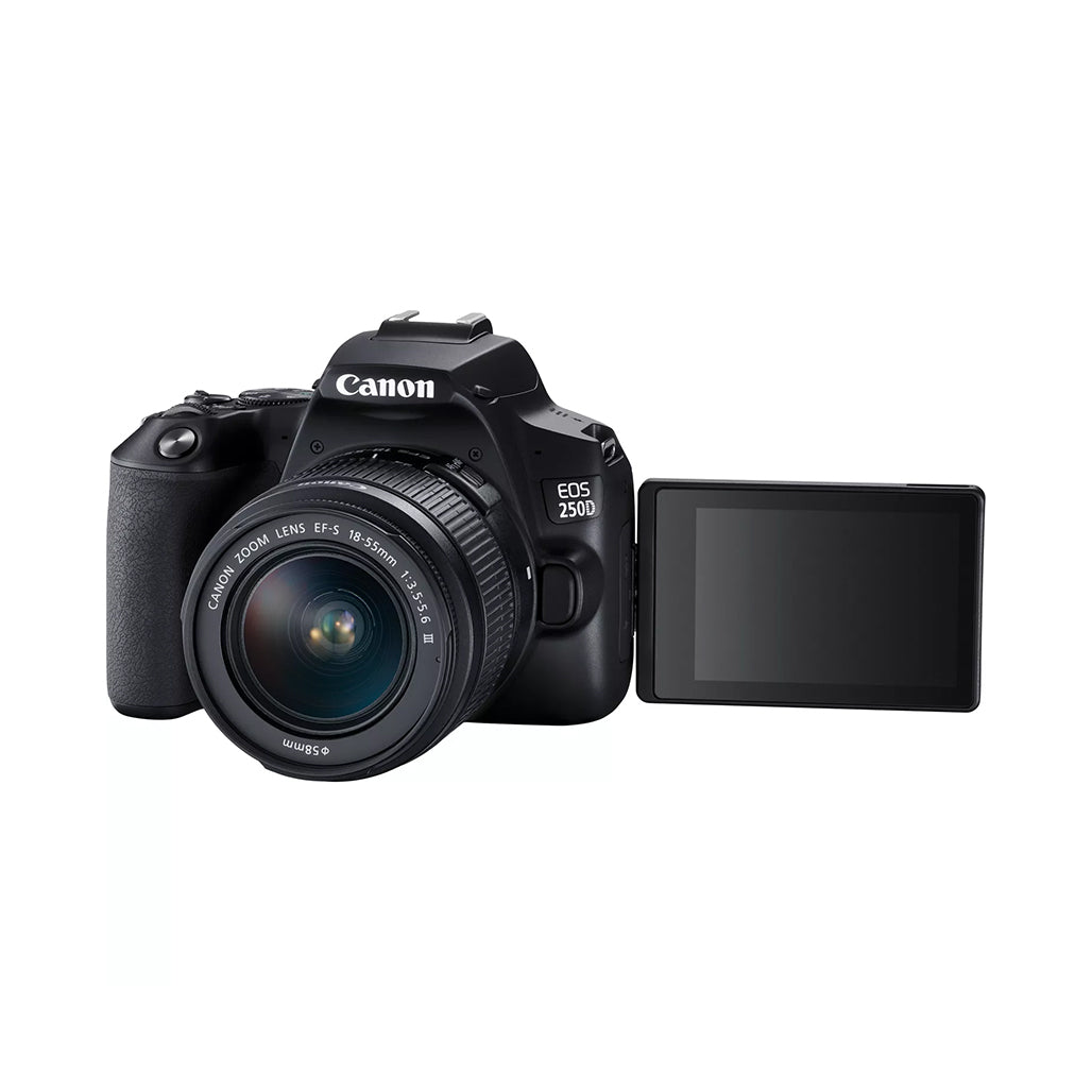 A Photo Of Canon EOS 250D - DSLR Camera with EF-S 18-55mm f/3.5-5.6 III Lens
