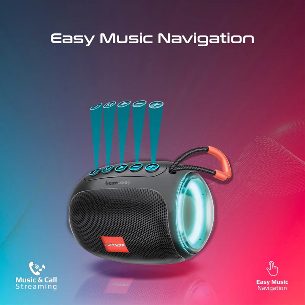 A Photo Of Promate Capsule-3 LumiFlux - Wireless Speaker - Black