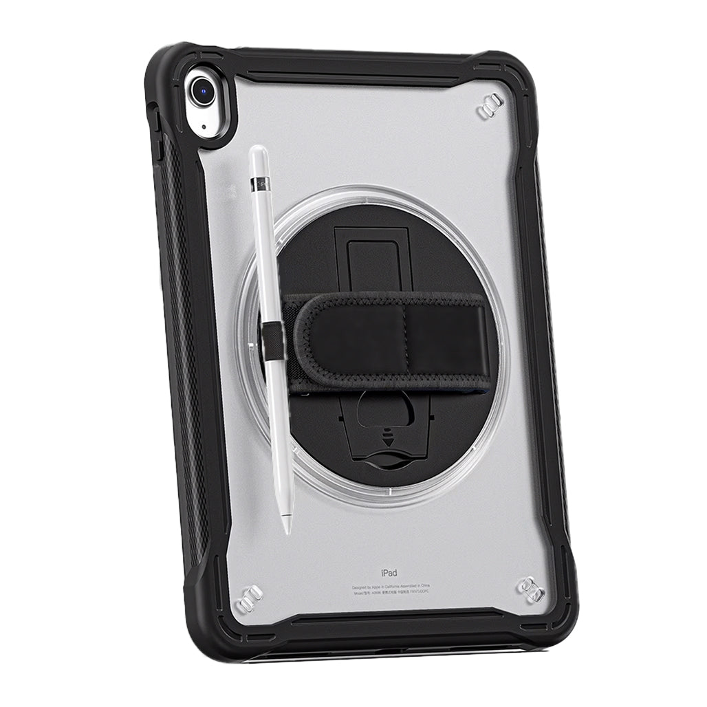 A Photo Of Classic Rugged Case - 360° Rotating Stand & Hand Strap for iPad 11 (2025) & iPad 10.9 (2022)