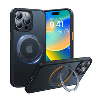 Torras Black Ostand R - iPhone 15 Pro Max MagSafe Case with 360° Rotating Stand and Military Grade Protection