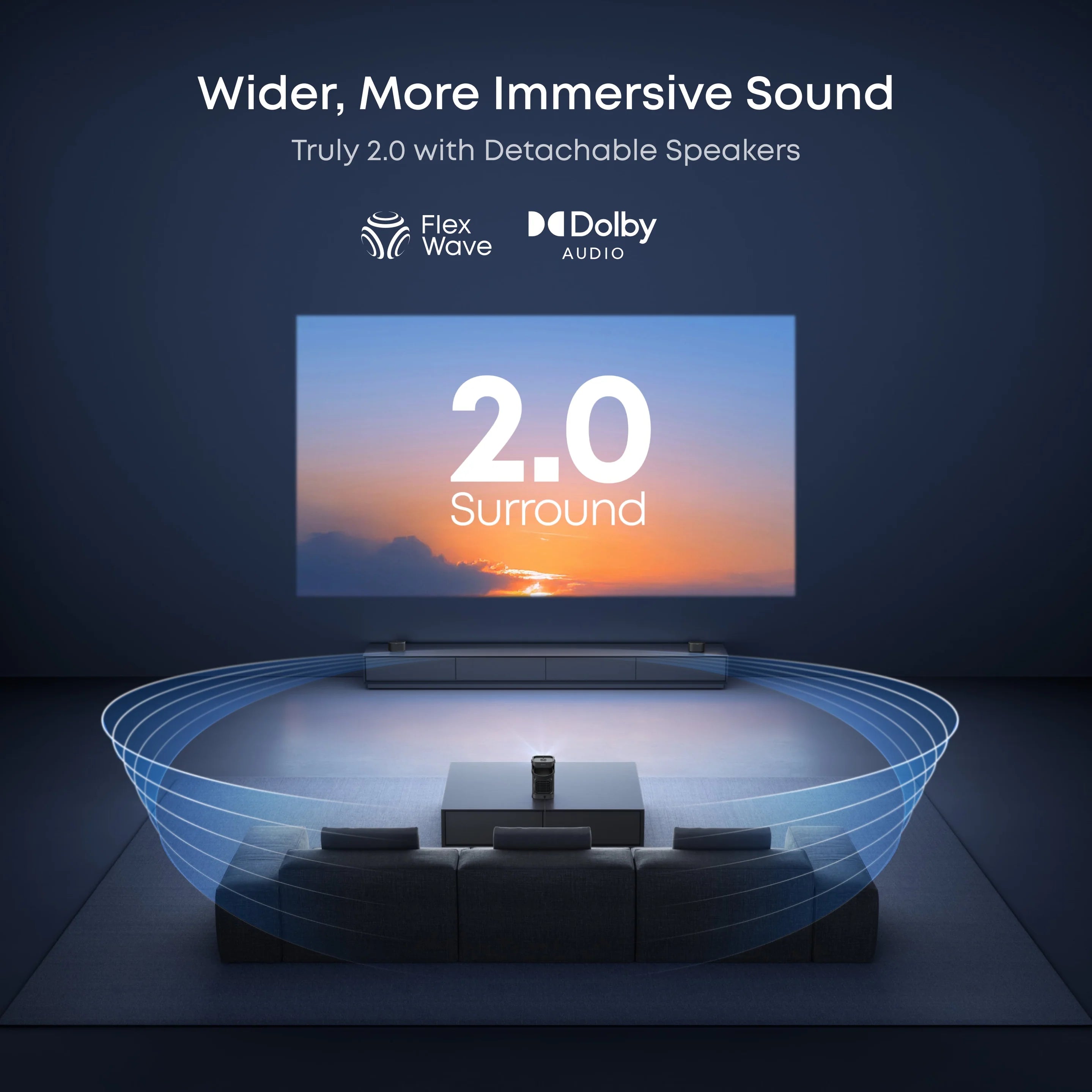 A Photo Of Anker Soundcore Nebula P1 - Portable Projector with Detachable Speakers