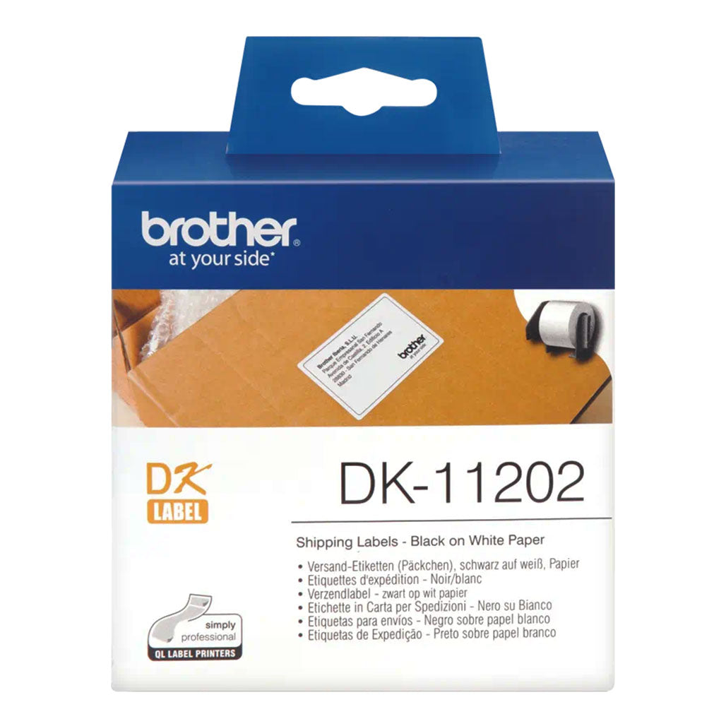 A Photo Of Brother Original Label Roll DK-11202 - Black on White, 62mm x 100mm