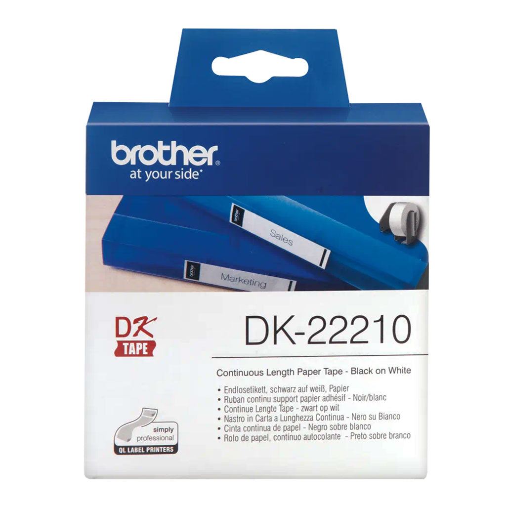 A Photo Of Brother original label roll DK-22210 - black on white, width 29mm