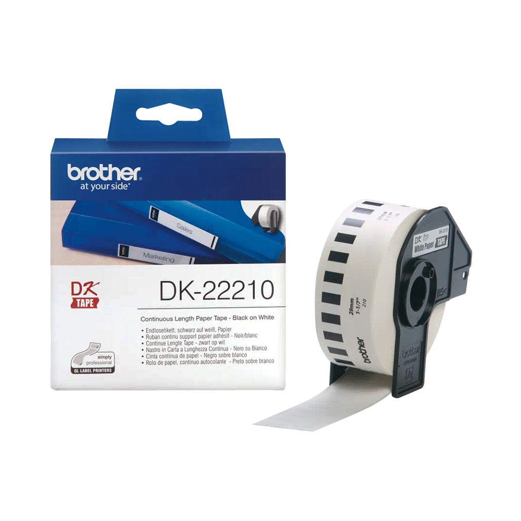 A Photo Of Brother original label roll DK-22210 - black on white, width 29mm