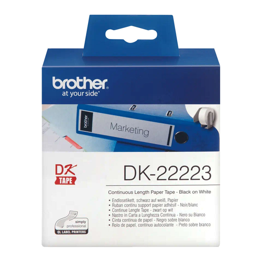 A Photo Of Brother DK-22223 original continuous label roll - black on white, 50mm wide