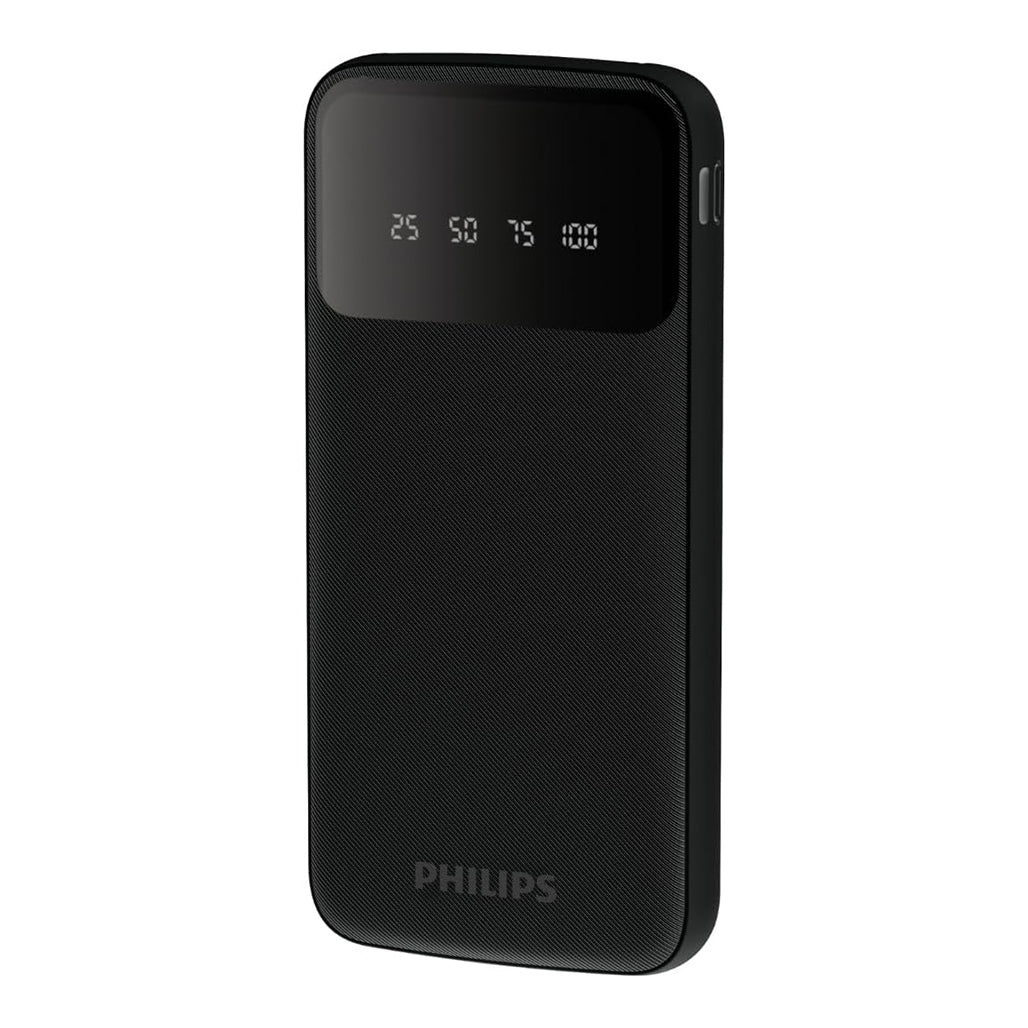 A Photo Of Philips DLP7710 Wired 10000mAh Power Bank with Built-In Lightning, USB-C & Micro USB Cables
