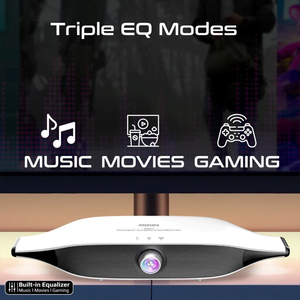 A Photo Of Promate Delta-X - 20W BassBoost™ Quad Speaker Wireless RGB Soundbar