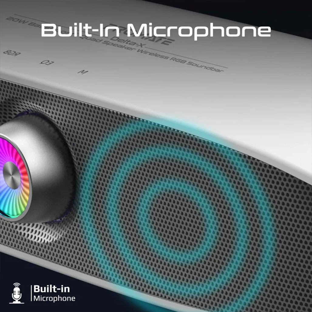 A Photo Of Promate Delta-X - 20W BassBoost™ Quad Speaker Wireless RGB Soundbar