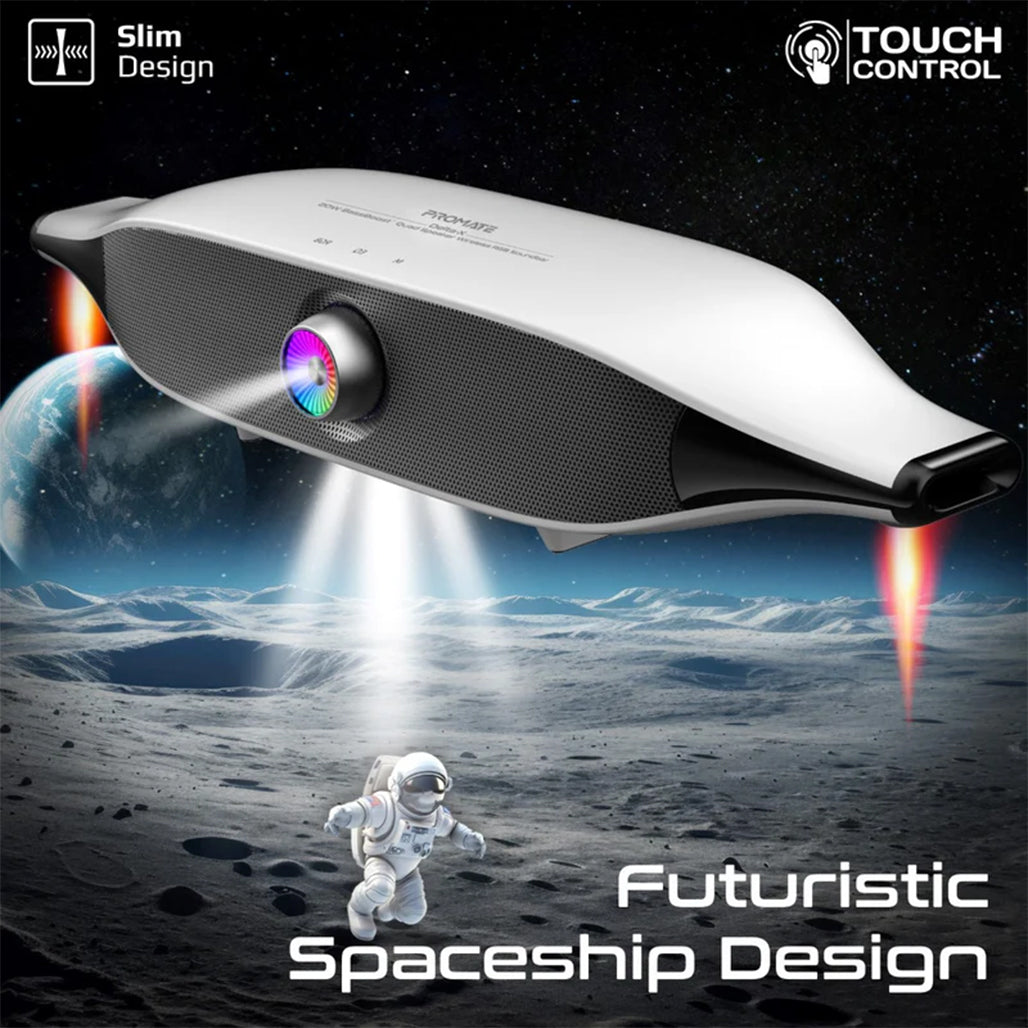 A Photo Of Promate Delta-X - 20W BassBoost™ Quad Speaker Wireless RGB Soundbar