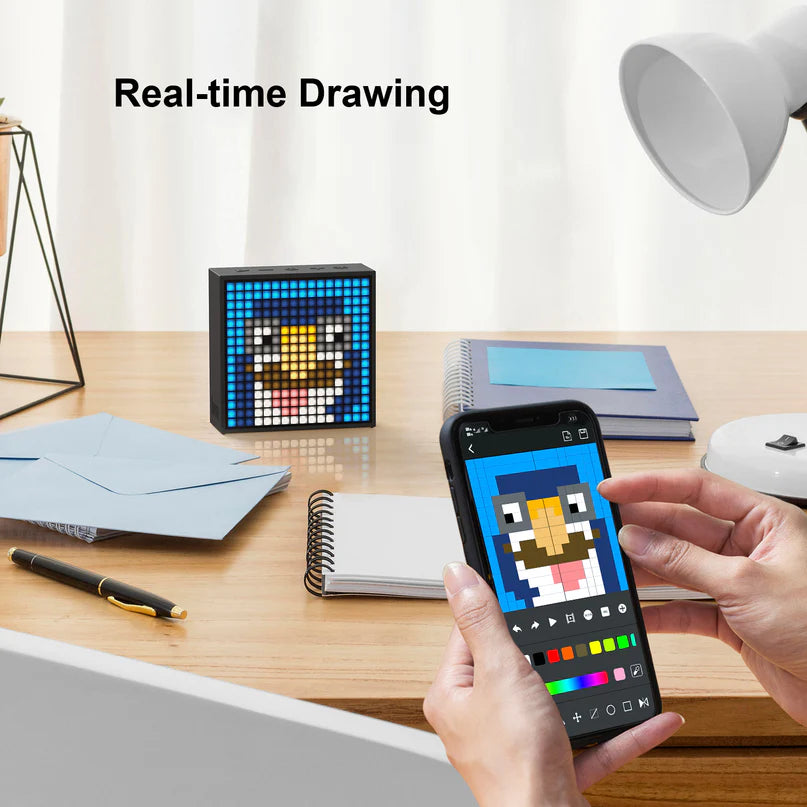 A Photo Of Divoom Timebox-Evo Pixel Art - Bluetooth Speaker with 16x16 DIY LED Display