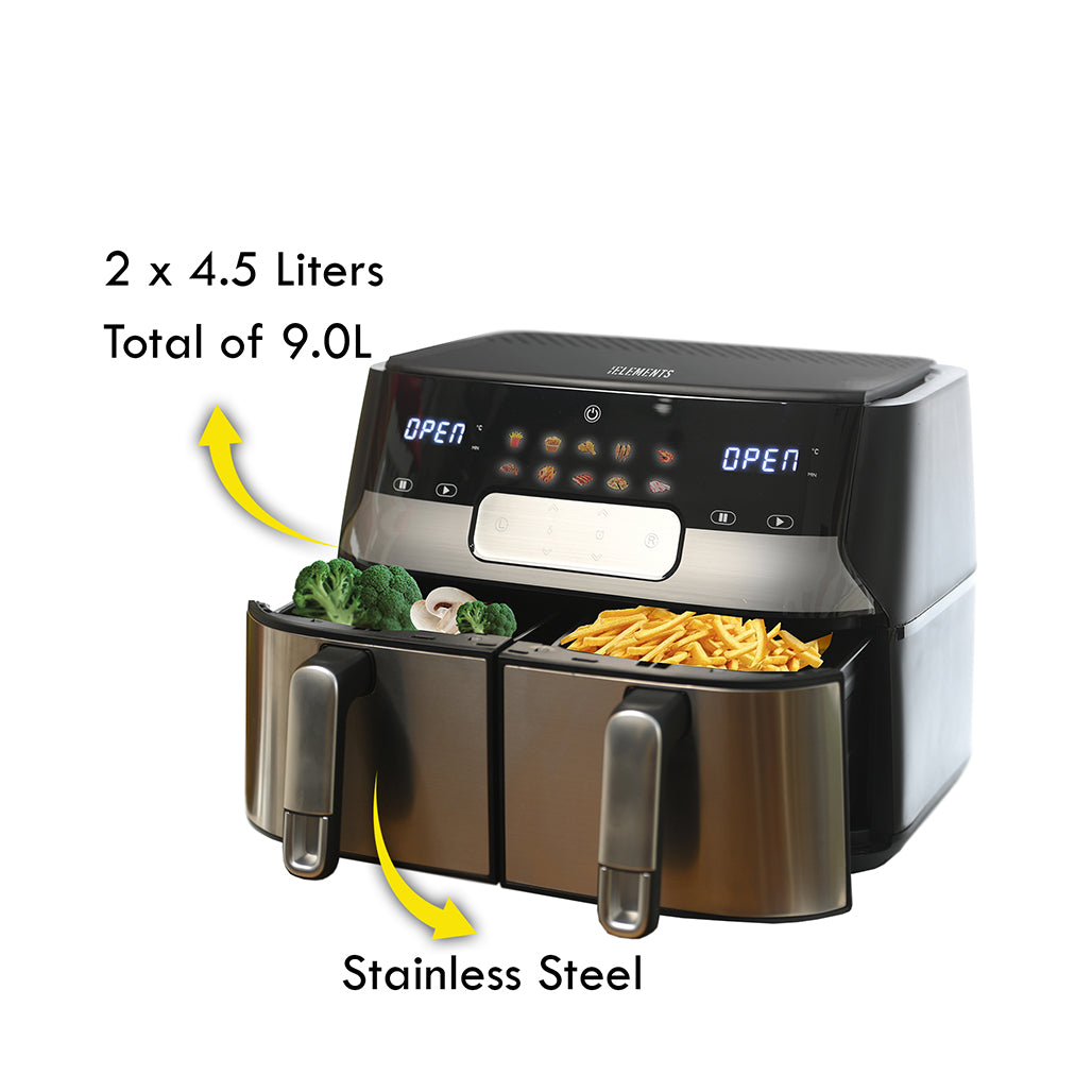 A Photo Of KB Elements ELK90FD2 - Dual Basket Digital Air Fryer 9L