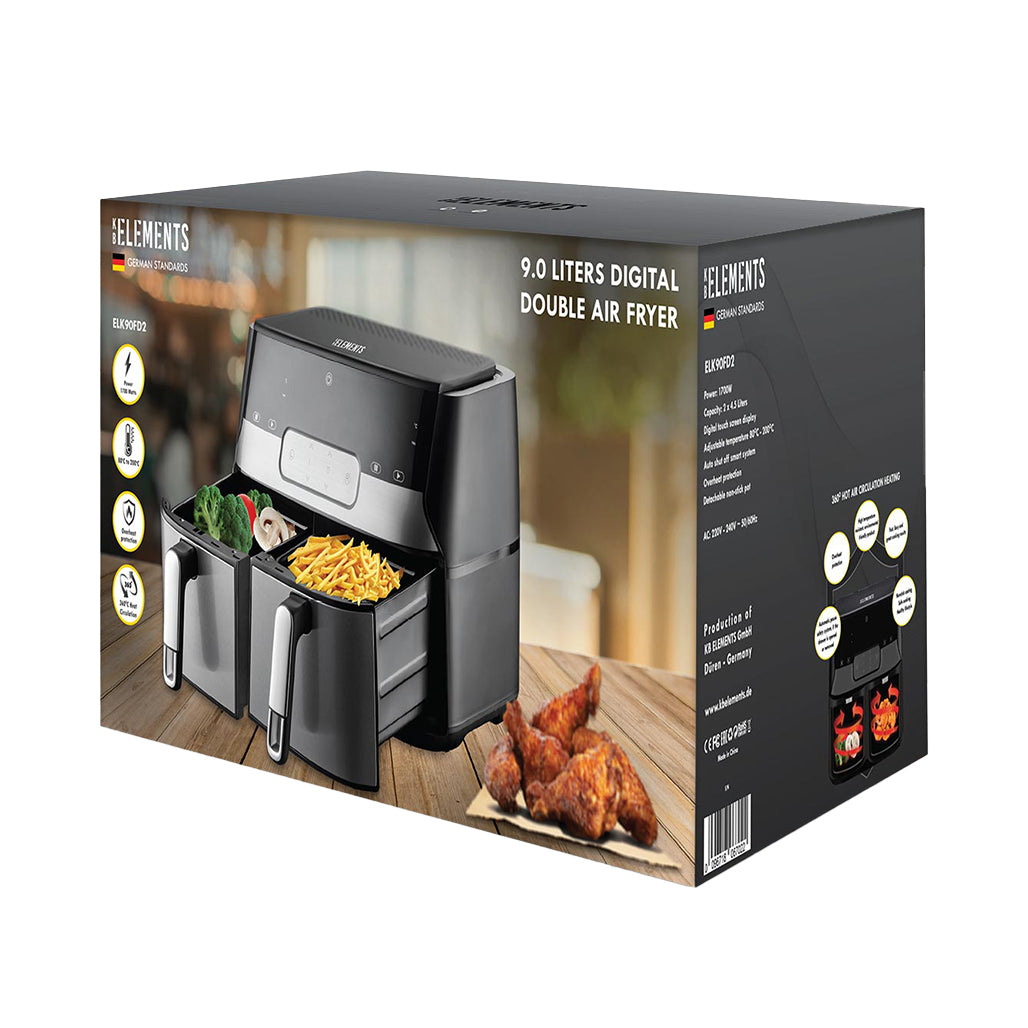 A Photo Of KB Elements ELK90FD2 - Dual Basket Digital Air Fryer 9L