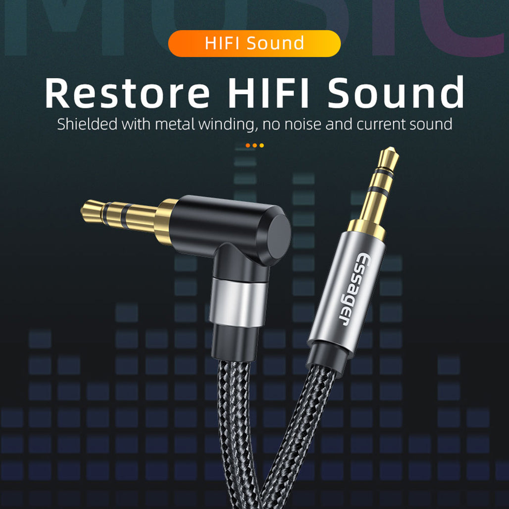 A Photo Of Essager AUX 3.5mm Audio Jack HiFi Elbow Adapter Cable 1.5M - EYP35-WTA01