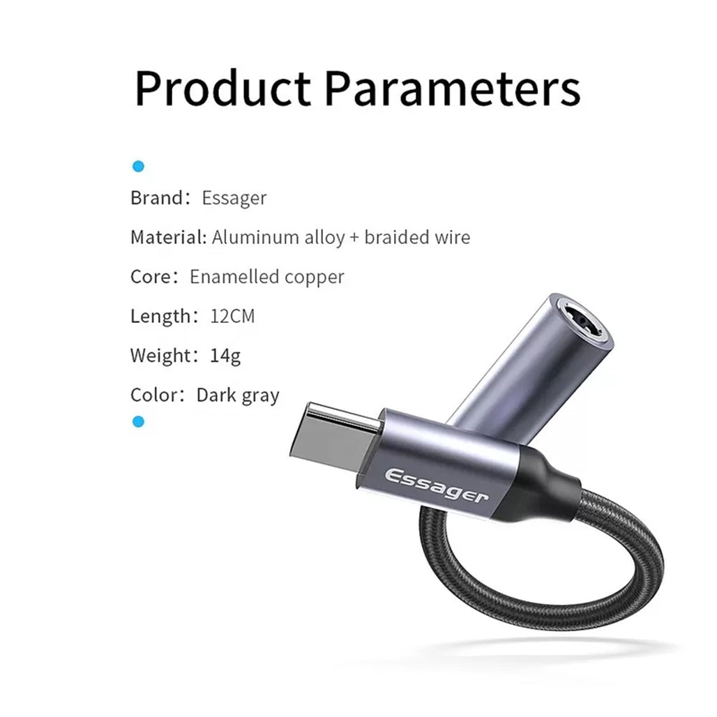 A Photo Of Essager USB Type-C to 3.5mm Jack Aux Audio Headphone Adapter