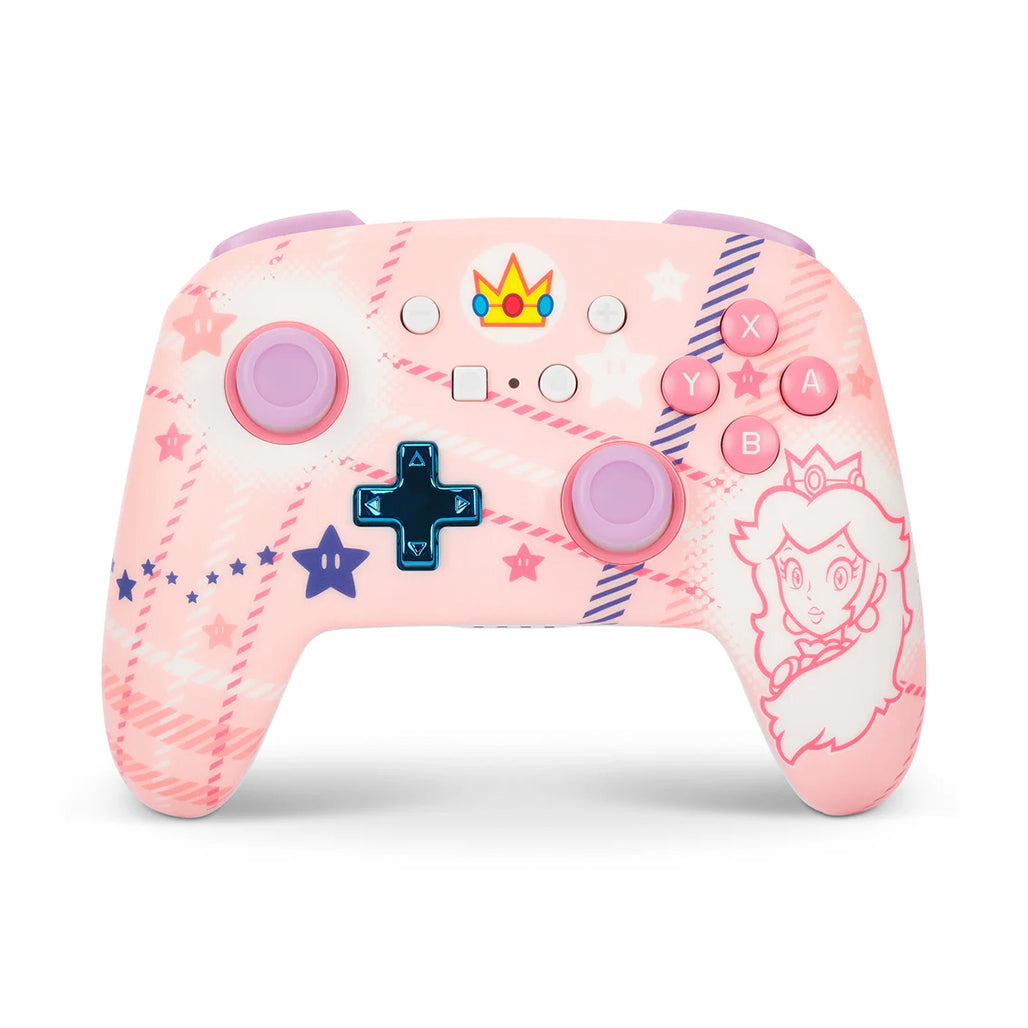 A Photo Of PowerA Princess Peach Plaid Enhanced Wireless Controller for Nintendo Switch