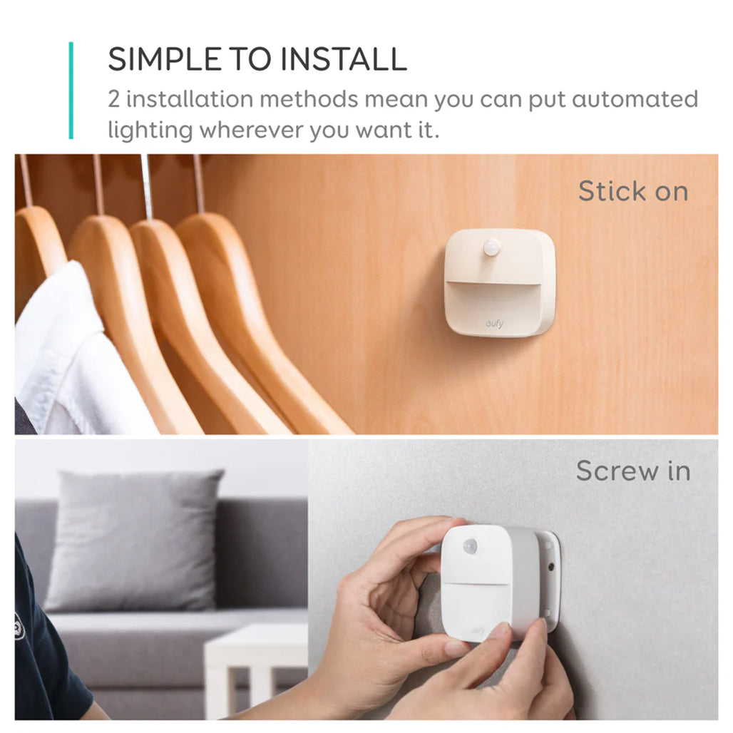 A Photo Of Eufy Lumi Stick-On Motion Sensor Night Light – Battery-Powered LED with Auto Illumination for Hallways, Bedrooms, and Stairs