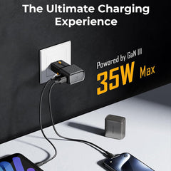 A Photo Of Voltme VITO Go EzTravel 35W GaN III Dual-Port USB-C Fast Charger - Compact Travel Charger Plug
