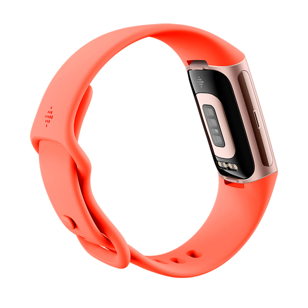 A Photo Of Fitbit Charge 6 - Premium Fitness Tracker - Coral/Champagne Gold Aluminum