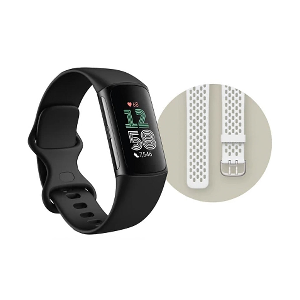 A Photo Of Fitbit Charge 6 - Premium Fitness Tracker - Obsidian/Black Aluminum
