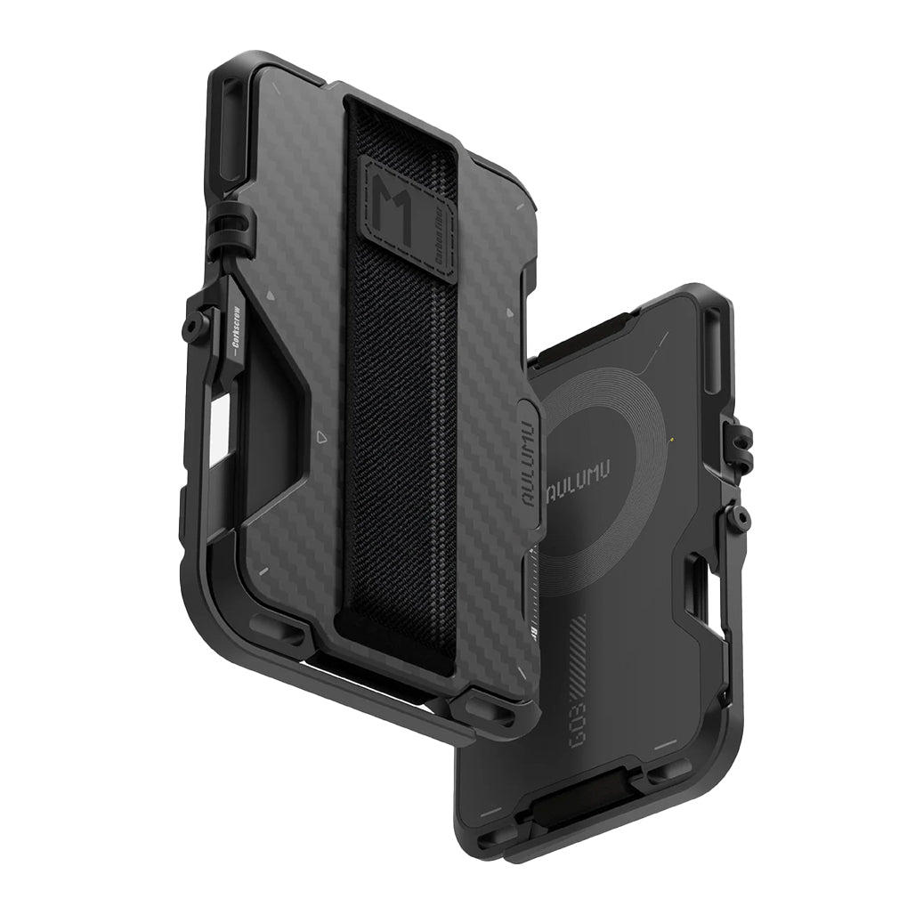 A Photo Of AULUMU G03 Multi-Tool Magnetic Metal Wallet | Carbon Fiber Cover | MagSafe