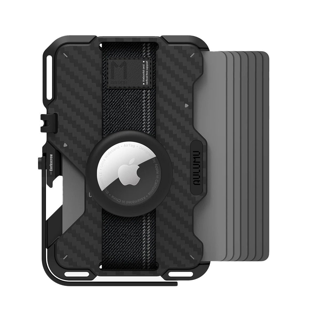 A Photo Of AULUMU G03 Multi-Tool Magnetic Metal Wallet | Carbon Fiber Cover | MagSafe
